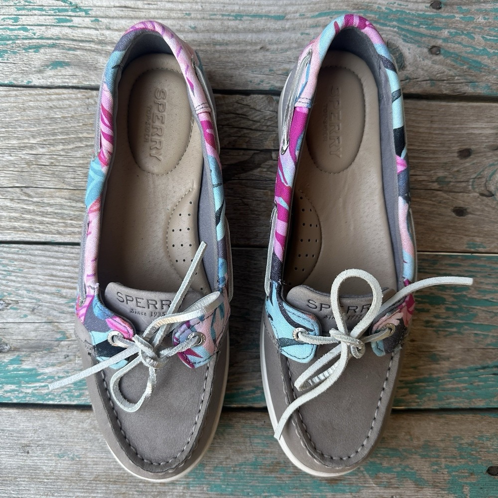 Sperry Starfish Women's Size 6.5 US Boat Shoes Gray Coral Floral STS87450 Girly